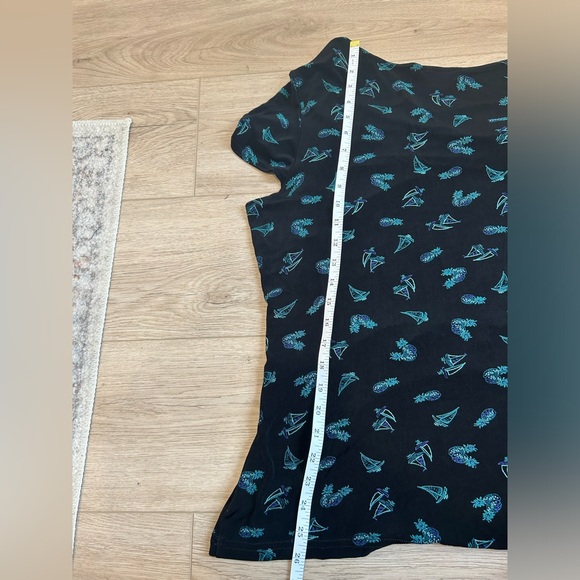 Coldwater Creek Womens Blouse Top Plus Size 2X Pineapple Sail Boats Black Blue - Picture 9 of 10